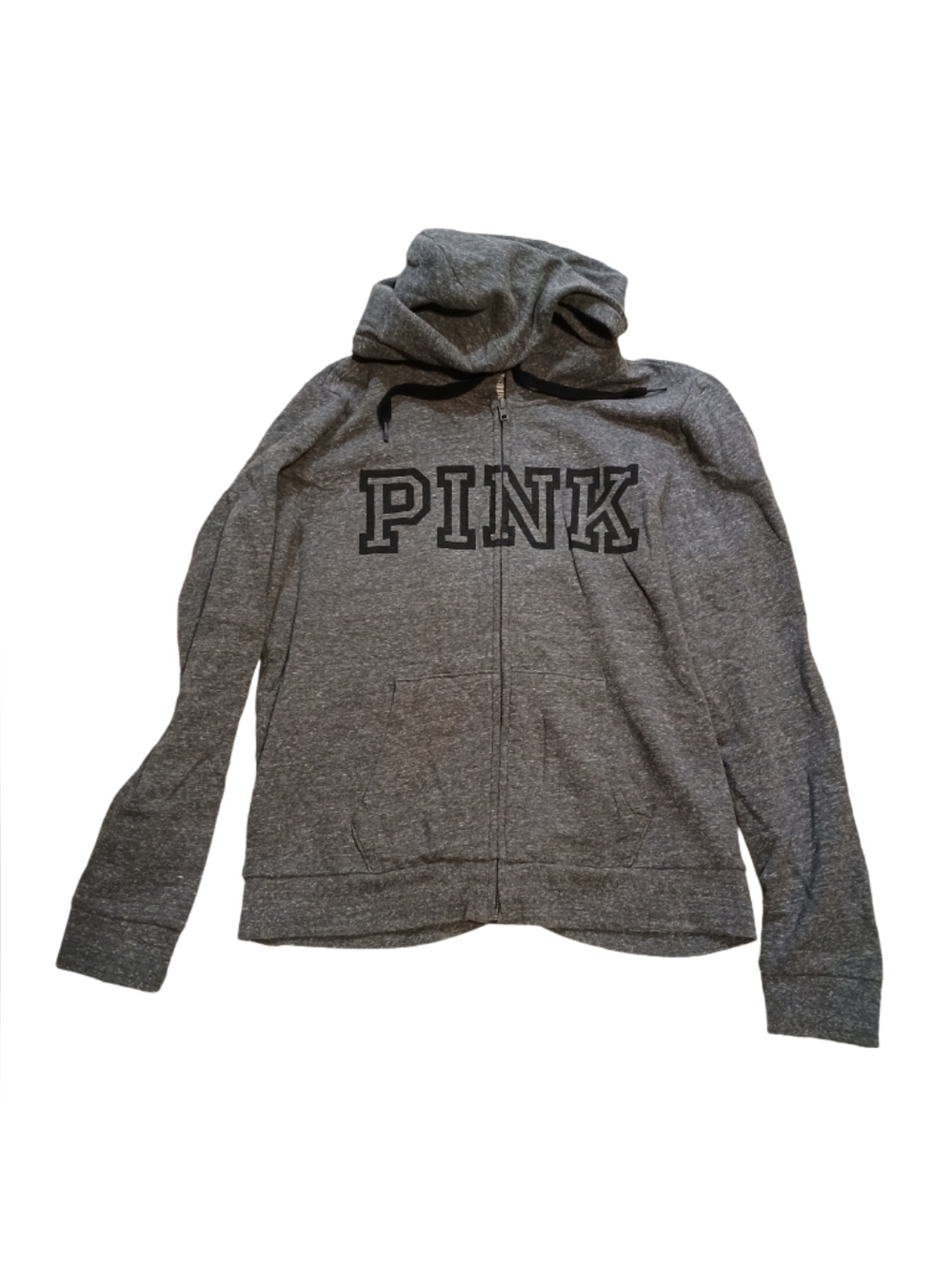 PINK Victoria's Secret Gray Zip-Up Hoodie with Logo Youth Size Large